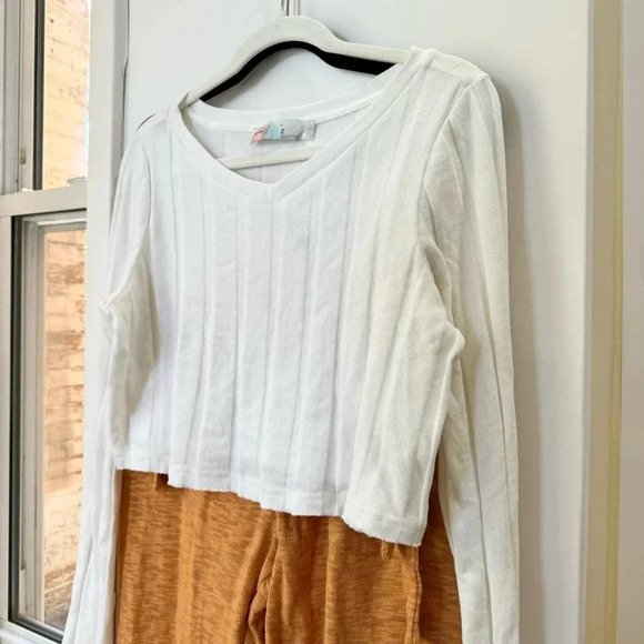 NWT Free People Beach Ty Sweater Pants Set Long Sleeve Crop Wide Leg Medium - Picture 6 of 12